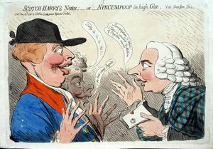 Scotch Harry&39;s News, ou Nincumpoop em alta Glee, publicado por J. Aitken em 1792 (gravura à mão colorida)