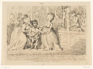 Caricatura da política interna inglesa, 1788 Harry Jenkins, O Masculino e Feminino Bellow Mender de James Gillray