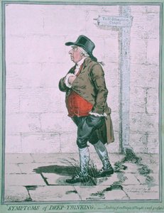 Symptoms of Deep Thinking, publicado por Hannah Humphrey em 1800 (gravura colorida à mão) de James Gillray