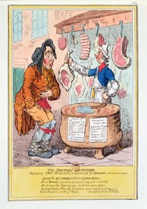 "O açougueiro britânico que fornece John Bull com um substituto para o pão", 1795