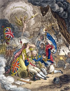 A morte do almirante Lord Nelson no momento da vitória! publicado por Hannah Humphrey em 1805 (gravura à mão colorida)