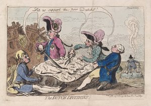 As divisões holandesas, bar. 1787 (gravura colorida à mão) de James Gillray