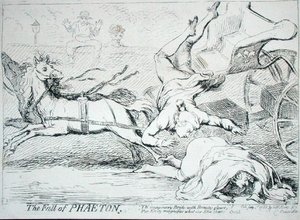 The Fall of Phaeton, publicado pela S.W. Fores em 1788 (gravura) de James Gillray