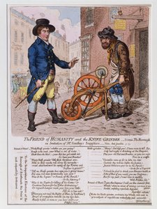 O Amigo da Humanidade e o Moedor de Facas, publicado por Hannah Humphrey em 1797 (gravura à mão colorida)