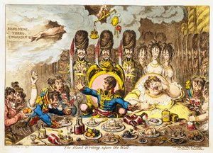 A mão-escrita na parede, pub. 1803 (gravura colorida à mão)