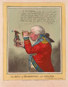 O rei de Brobdingnag e Gulliver, pub. 1803 (gravura colorida à mão)