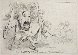 O Monstro vai levar seu almoço de tardes, publicado por Hannah Humphrey em 1790