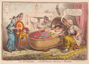 A enfermaria; com Britannia repousando em Peace, pub. 1802 (gravura colorida à mão)