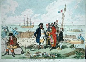The Real Cause of the Present High Price of Provisions, publicado por Hannah Humphrey em 1795 (gravura colorida à mão) de James Gillray