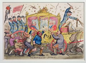 The Republican Attack, publicado por Hannah Humphrey em 1795 (gravura à mão colorida)