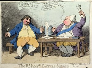 The Right Honorable Catch Singers, publicado por William Humphrey em 1783 (gravura à mão colorida)