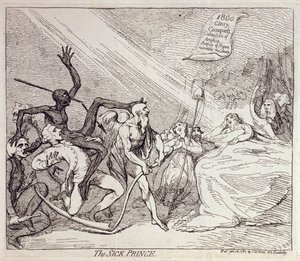 The Sick Prince, publicado pela S.W. Fores em 1787 (gravura) de James Gillray