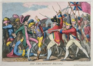 The Triumphant Britons, publicado por Hannah Humphrey em 1780 (gravura à mão colorida)