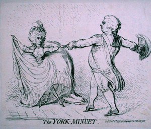 The York Minuet, publicado por Hannah Humphrey em 1791 (gravura) de James Gillray