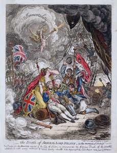 A morte do almirante Horatio Nelson (1758-1805) no momento da vitória de James Gillray