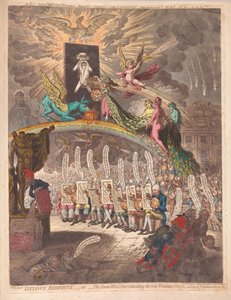 Titianus Redivivus ou os Sete Sábios, consultando o novo Oráculo de Veneza, uma cena em Academic Grove No.1, pub. 1797 (gravura colorida à mão)