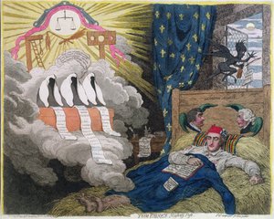 A Praga Noturna de Tom Paine, publicada por Hannah Humphrey em 1792 (gravura à mão colorida)