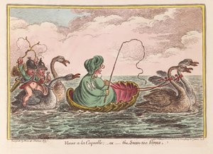 Vênus a la Coquelle; ou o Swan-sea Venus, pub. 1809 (gravura colorida à mão) de James Gillray