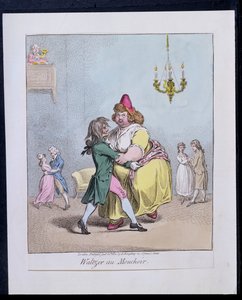 Waltzer au Mouchoir, publicado por Hannah Humphrey em 1800 (gravura à mão colorida)