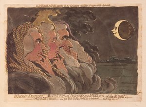 Irmãs Estranhas: Ministros das Trevas: Minions of the Moon, pub. 1791 (gravura colorida à mão)