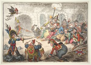 Westminster-conscritos sob o ato do treinamento, 1806 (gravura colorida mão)