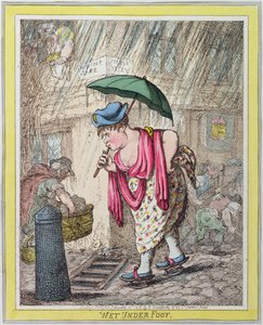 Wet Under Foot, publicado por Hannah Humphrey em 1812 (gravura à mão colorida)