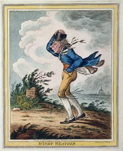 Windy Weather, publicado por Hannah Humphrey em 1808 (gravura à mão colorida)