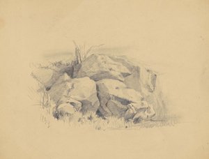 Rochas, 1839 (grafite em papel de palha) de James Goodwin Clonney