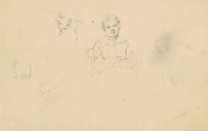 Estudos de Figuras, c.1836-43 (grafite em papel de palha) de James Goodwin Clonney