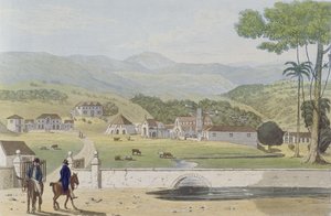 Montpelier Estates, St. James, de "Um passeio pitoresco pela Ilha da Jamaica", gravado por Fielding, 1824