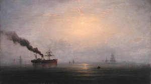 Foggy Morning on the Thames, c.1874 (óleo sobre madeira)