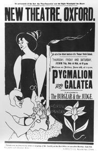 Cartaz para uma produção de &39;Pigmalião e Galatéia&39; no New Theatre, Oxford, de 7 a 9 de junho de 1894