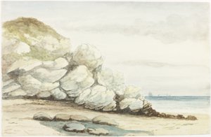 Costa de Durham perto de Marsden (aquarela, bodycolour e lápis no papel no cartão)
