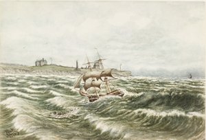 Resgatar Tynemouth (aquarela e bodycolour no papel)