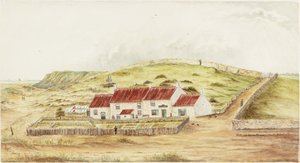 The Wash House Hill (Casa de Betty Heron) (aquarela e bodycolour no papel) de James Henry Cleet