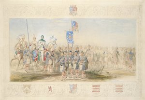 Barão Glenlyon, Cavaleiro do Gaélico, 1839 (lápis, wc, guache e tinta dourada sobre papel)