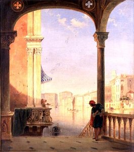 Um terraço veneziano (óleo sobre tela) de James Holland