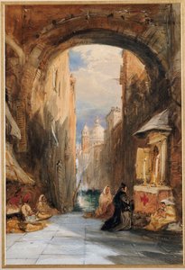 Veneza: uma Edicola sob um arco, com Santa Maria della Salute à distância, 1853