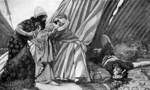 Jael mostrando Barak, o morto Sisera - Bíblia
