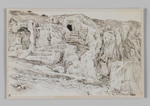 Túmulos antigos, vale de Hinom, ilustração da vida de nosso Senhor Jesus Cristo de James Jacques Joseph Tissot