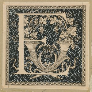Letra maiúscula E, ilustração da vida de nosso Senhor Jesus Cristo (tinta no papel) de James Jacques Joseph Tissot