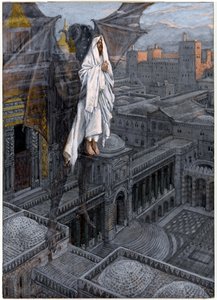 Cristo Levante até um Pináculo do Templo, ilustração para A Vida de Cristo, c.1884-96 (wc e guache no cartão) de James Jacques Joseph Tissot