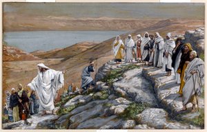Cristo, enviando os setenta discípulos, dois a dois, ilustração para a vida de Cristo, c.1884-96 (wc e guache sobre papelão)