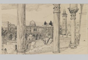 Esplanada do Haram, ilustração da vida de nosso Senhor Jesus Cristo (tinta e grafite no cartão) de James Jacques Joseph Tissot