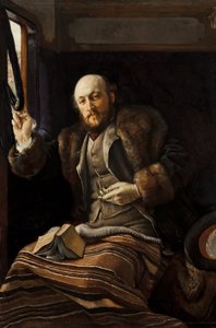 Cavalheiro em uma carruagem ferroviária, 1870-80 de James Jacques Joseph Tissot