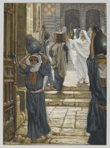 Jesus proíbe o transporte de cargas no pátio do templo, ilustração da Vida de Nosso Senhor Jesus Cristo, 1886-94 (wc sobre grafite sobre papel) de James Jacques Joseph Tissot