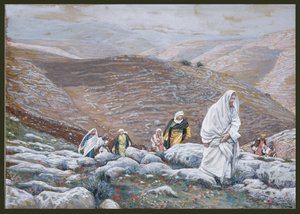 Jesus sobe em Jerusalém, ilustração para a vida de Cristo, c.1886-94 (wc e guache sobre papelão) de James Jacques Joseph Tissot