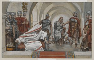 Jesus conduziu de Herodes a Pilatos, ilustração da Vida de Nosso Senhor Jesus Cristo, 1886-94 (wc sobre grafite sobre papel) de James Jacques Joseph Tissot