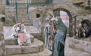 Jesus e a criança pequena, ilustração para a vida de Cristo, c.1886-94 (wc & guache no cartão) de James Jacques Joseph Tissot
