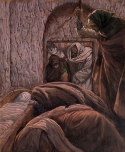 Jesus no túmulo, ilustração para a vida de Cristo, c.1884-96 (wc & guache no cartão) de James Jacques Joseph Tissot